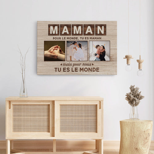 Unsere Welt™ – Personalisierte Foto-Leinwand für Mama/Papa