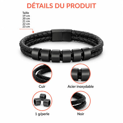Personalisiertes Lederarmband für Opa mit gravierten Perlen
