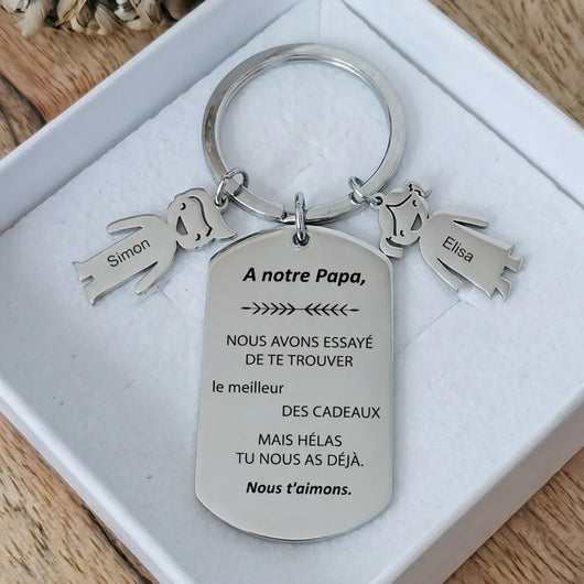 Personalisierter Schlüsselanhänger für Papa mit Kindernamen