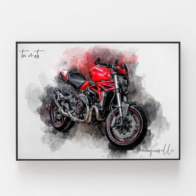 Personalisiertes Motorrad-Bild im Aquarellstil