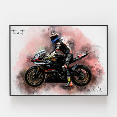 Personalisiertes Motorrad-Bild im Aquarellstil