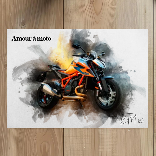 Personalisiertes Motorrad-Bild im Aquarellstil