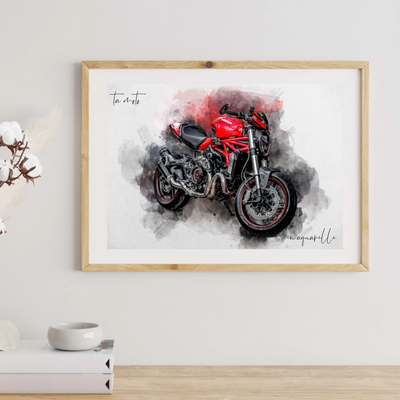 Personalisiertes Motorrad-Bild im Aquarellstil