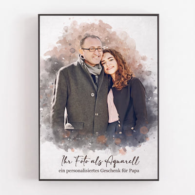 Papa & Ich™ – Personalisierte Leinwand im Aquarell-Look