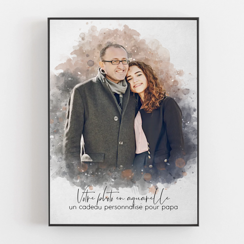 Papa & Ich™ – Personalisierte Leinwand im Aquarell-Look