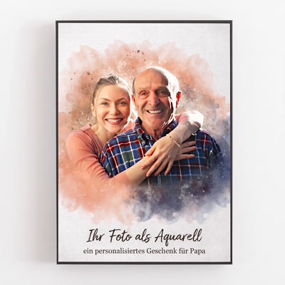 Papa & Ich™ – Personalisierte Leinwand im Aquarell-Look