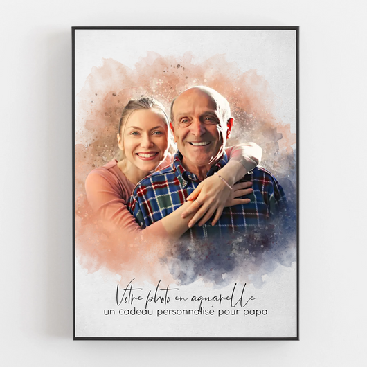 Papa & Ich™ – Personalisierte Leinwand im Aquarell-Look