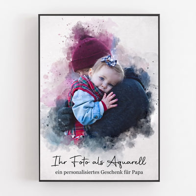 Papa & Ich™ – Personalisierte Leinwand im Aquarell-Look