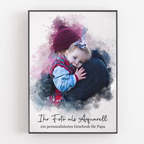 Papa & Ich™ – Personalisierte Leinwand im Aquarell-Look