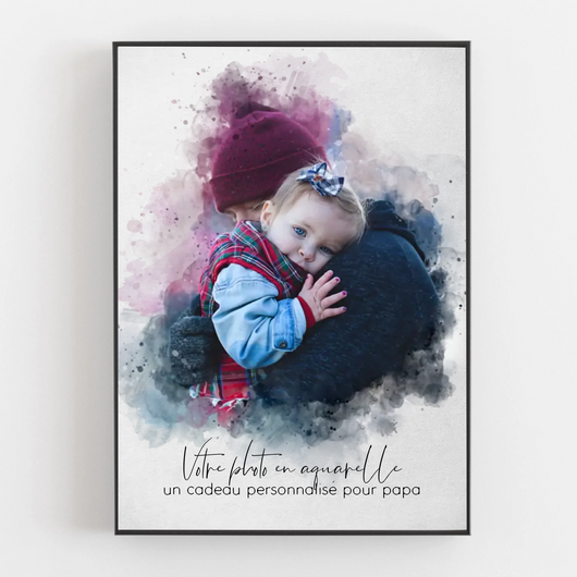 Papa & Ich™ – Personalisierte Leinwand im Aquarell-Look