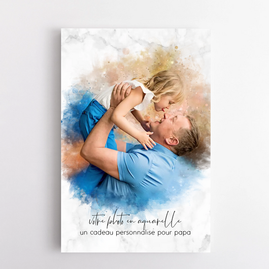 Papa & Ich™ – Personalisierte Leinwand im Aquarell-Look
