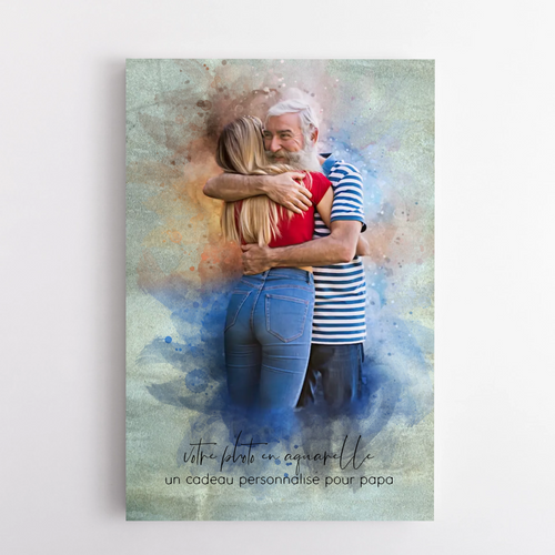 Papa & Ich™ – Personalisierte Leinwand im Aquarell-Look