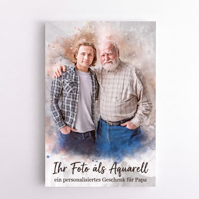Papa & Ich™ – Personalisierte Leinwand im Aquarell-Look