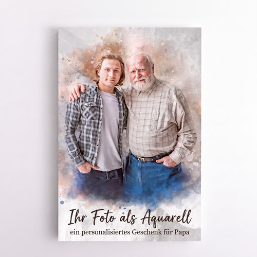 Papa & Ich™ – Personalisierte Leinwand im Aquarell-Look