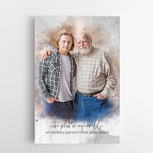 Papa & Ich™ – Personalisierte Leinwand im Aquarell-Look