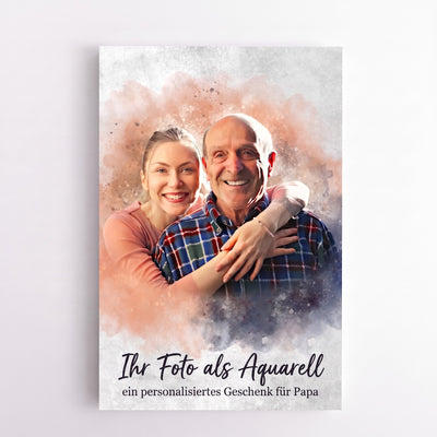 Papa & Ich™ – Personalisierte Leinwand im Aquarell-Look