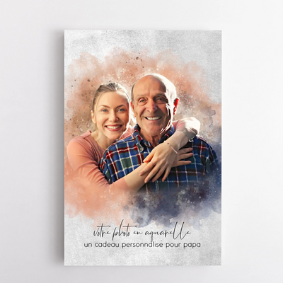 Papa & Ich™ – Personalisierte Leinwand im Aquarell-Look