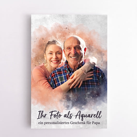 Papa & Ich™ – Personalisierte Leinwand im Aquarell-Look