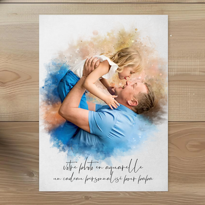 Papa & Ich™ – Personalisierte Leinwand im Aquarell-Look