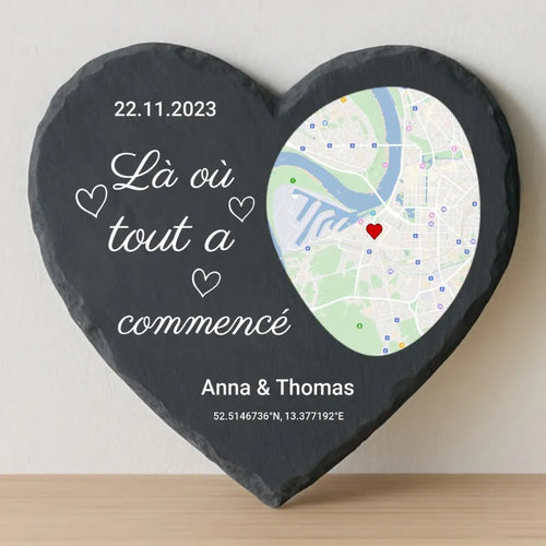 LoveMap™ – Personalisiertes Herz aus Schiefer