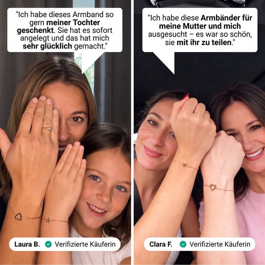 Partnerarmbänder mit Herzen