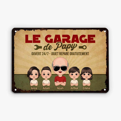 Personalisiertes Deko-Schild Opas Garage™ mit Opa und Enkelkindern
