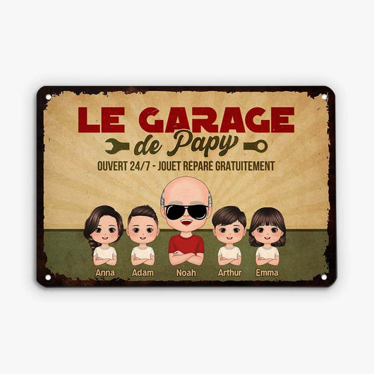 Personalisiertes Deko-Schild Opas Garage™ mit Opa und Enkelkindern
