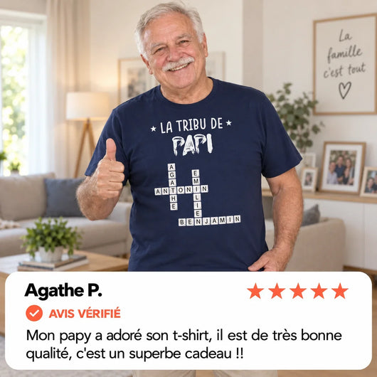 Kreuzwort™ – Personalisiertes T-Shirt „Die Sippe von Opapa“