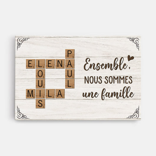 Familienworte™ – Personalisierte Kreuzwort-Leinwand für die Familie