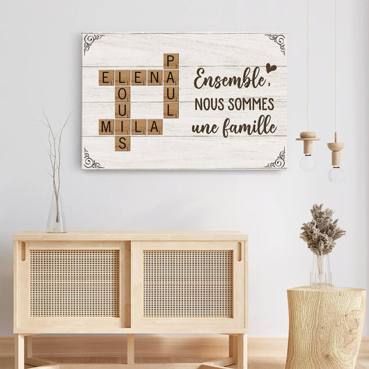 Familienworte™ – Personalisierte Kreuzwort-Leinwand für die Familie