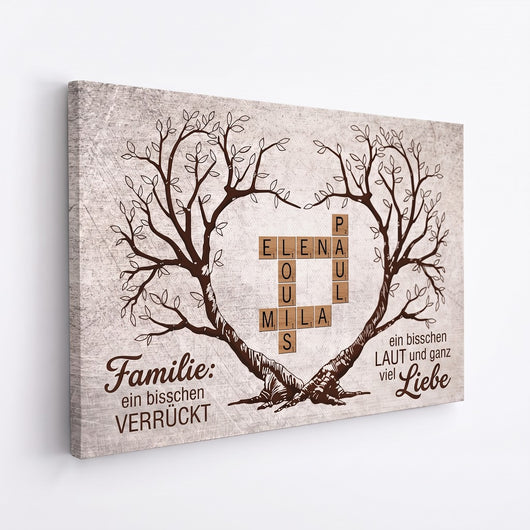 Familienbaum™ – Kreuzworträtsel-Leinwand mit personalisierten Vornamen
