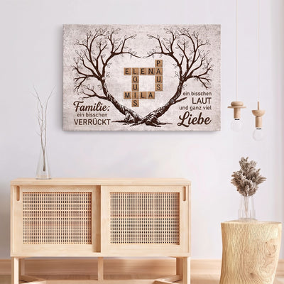 Familienbaum™ – Kreuzworträtsel-Leinwand mit personalisierten Vornamen