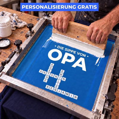 Kreuzwort™ – Personalisiertes T-Shirt „Die Sippe von Opapa“
