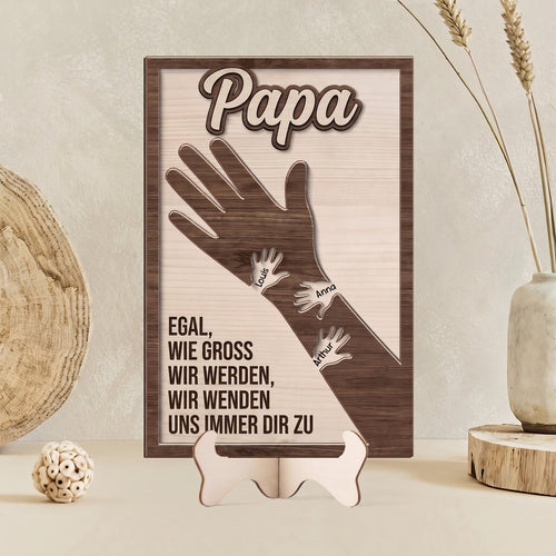 Mit dir verbunden™ – Personalisierter Holzrahmen Papa