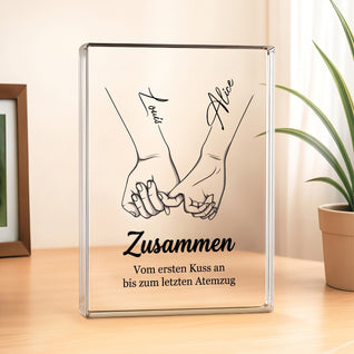 Für immer verbunden™ – Personalisiertes Acrylschild für Paare