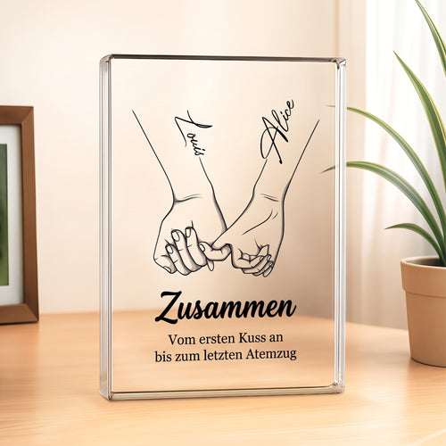 Für immer verbunden™ – Personalisiertes Acrylschild für Paare
