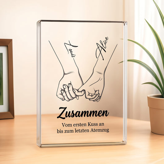 Für immer verbunden™ – Personalisiertes Acrylschild für Paare