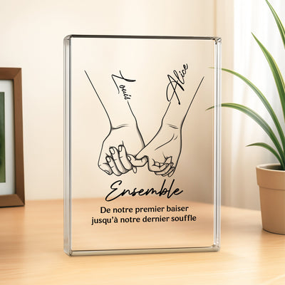 Für immer verbunden™ – Personalisiertes Acrylschild für Paare