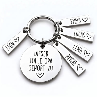 Personalisierter Schlüsselanhänger für Opa mit Namen der Enkel