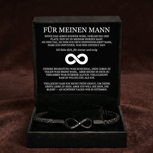 Personalisiertes Unendlichkeitsarmband aus Leder