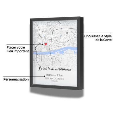 Personalisiertes Poster mit Karte des Ortes Ihrer Begegnung