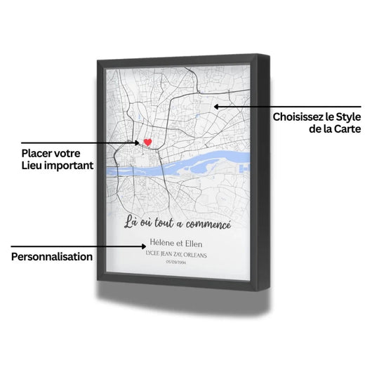 Personalisiertes Poster mit Karte des Ortes Ihrer Begegnung