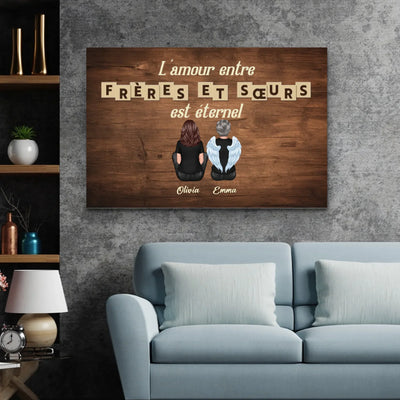 Personalisierte Leinwand „Die Liebe zwischen Geschwistern ist ewig“