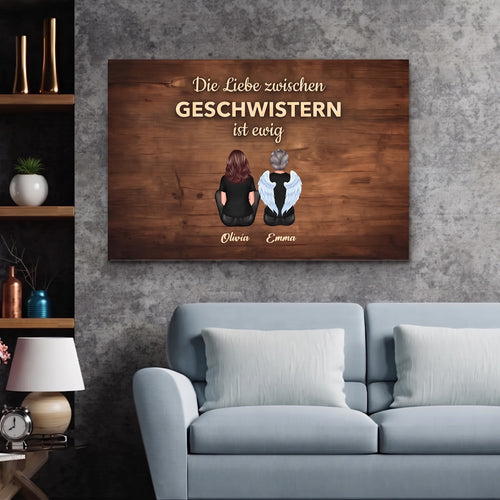 Personalisierte Leinwand „Die Liebe zwischen Geschwistern ist ewig“