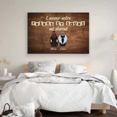 Personalisierte Leinwand „Die Liebe zwischen Geschwistern ist ewig“