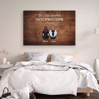 Personalisierte Leinwand „Die Liebe zwischen Geschwistern ist ewig“