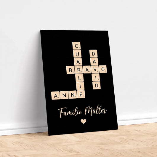 Personalisierte Familien-Kreuzworträtsel-Leinwand