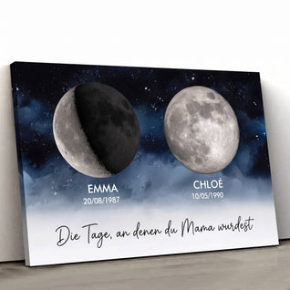 Familienmonde™ – Personalisierte Leinwand mit Geburtsmonden