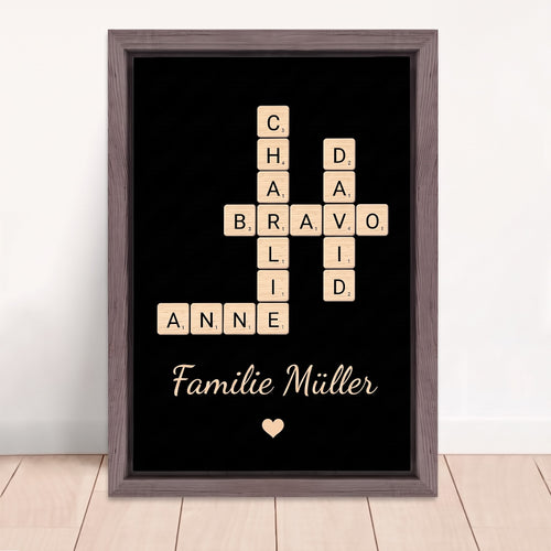 Unsere Familie™ – Personalisierte Leinwand „Familien-Kreuzworträtsel“