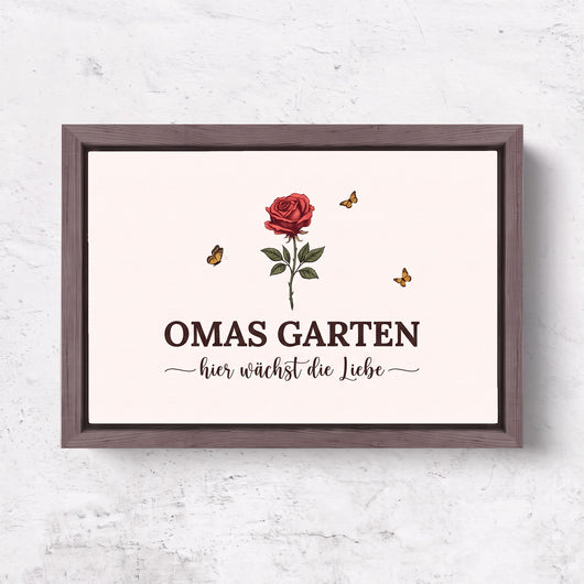 Personalisierte Leinwand Omas Garten™ mit Geburtsblumen und Vornamen der Enkelkinder